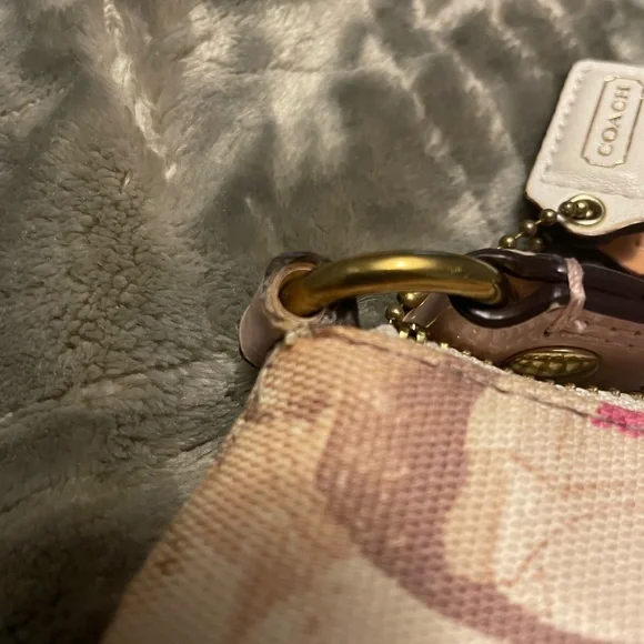 Coach Pink and Tan Canvas Crossbody with Gold-Tone Clasp - Picture 11 of 13